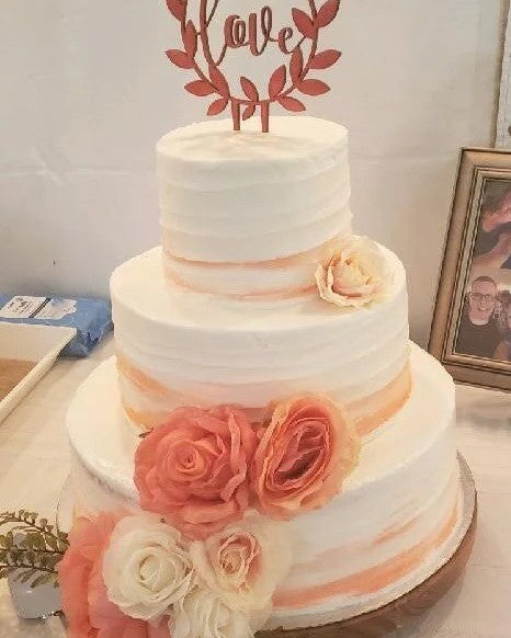 A Little Slice of Heaven Bakery Oconomowoc, WI tiered cake with coral roses