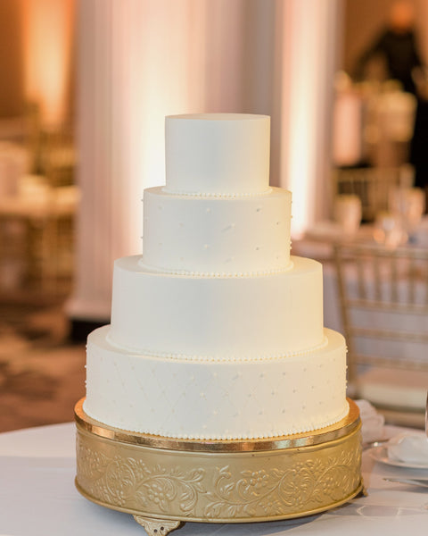 A Spoon Fulla Sugar Bakery Cincinnati, OH white pearl beaded wedding cake