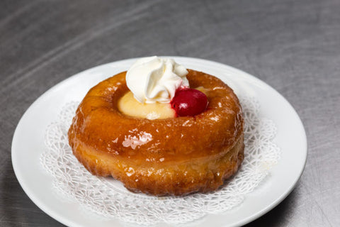 Angelo Brocato Bakery New Orleans, LA glazed donut with whipped cream