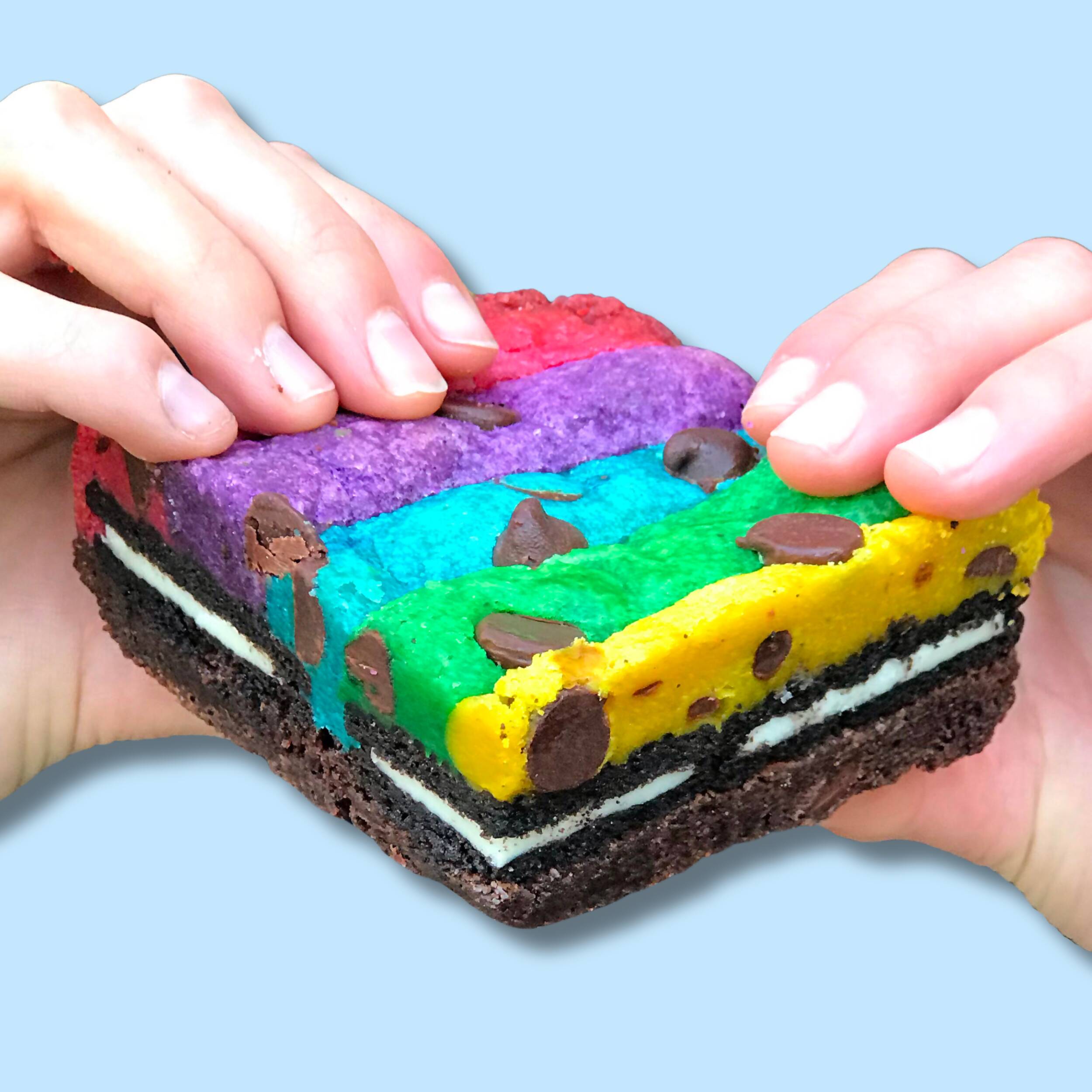 Four Giant Rainbow Brookie Squares