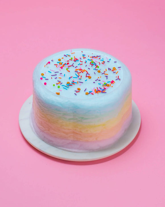 UPSIDE DOWN RAINBOW FLOOF CAKE